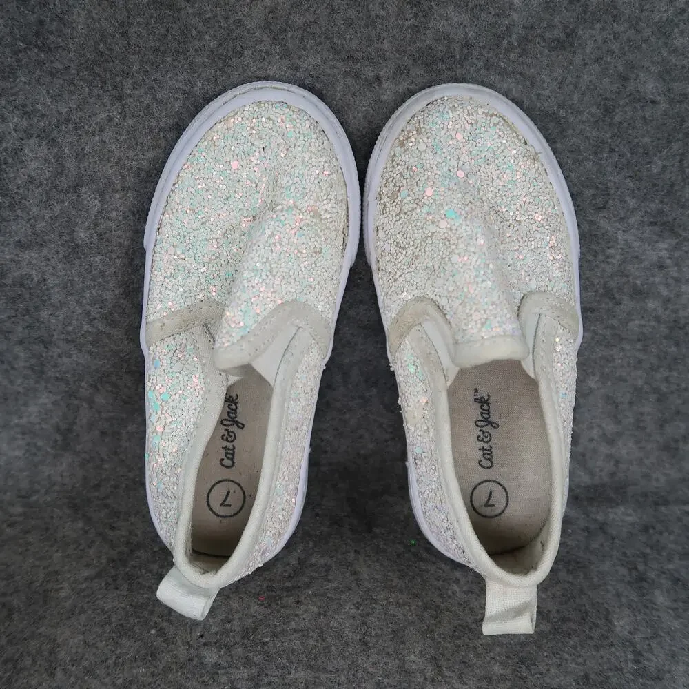 Cat & Jack Shoes Kids Toddler 7 Slip On Sneaker Glitter Casual Flat Trainer